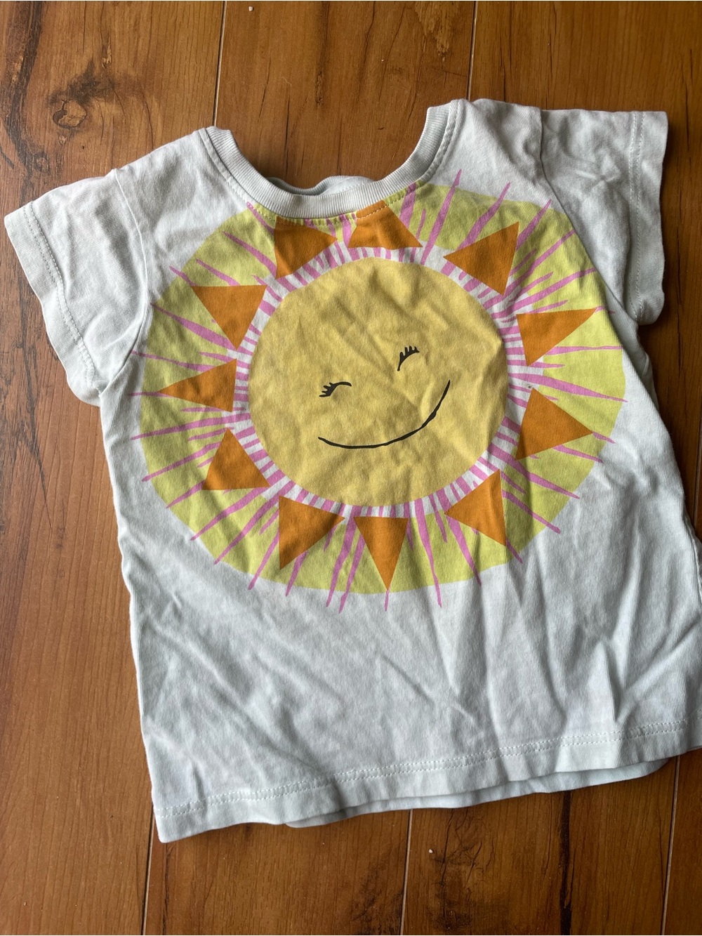 Tea Collection White Tee with Smiling Yellow Sun Graphic
